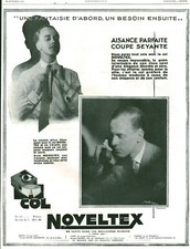 Publicité ancienne mode col Noveltex 1928 issue de magazine Dorland