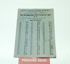 Tarif des Réparations 10cv Citroen B14 B15 1927