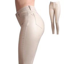 Femmes Pantalon Skinny Similicuir Haut Taille Push-Up Slim Fit Stretch Treggings