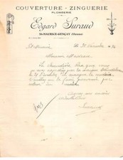 Facture.AM19999.St Maurice Gençay.1934.Edgar Suraud.Converture.Zinguerie.Plom