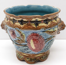 -JOLI CACHE POT BARBOTINE PRISES de MAIN TÊTES de LOUP déco grosses FLEURS  D