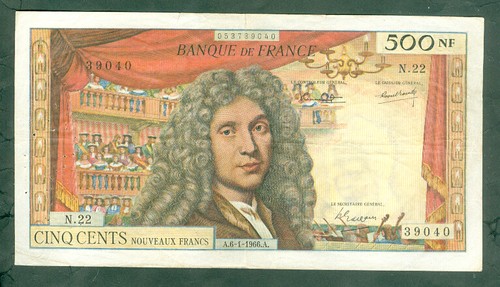 Rare billet 500nf molière - billet,