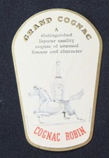 Ancienne étiquette COGNAC ROBIN cheval horse old label