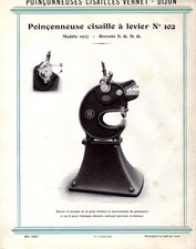 DIJON (21) ATELIER de CONSTRUCTION / POINCONNEUSE CISAILLE N°102 "VERNET" Tract