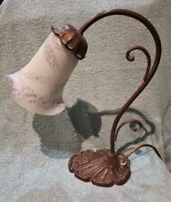 Lampe De Table Où Chevet Tiffany En Laiton Vintage LIBERTY Verre Nickel Ht 35 cm