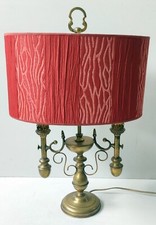 LAMPE BOUILLOTTE 2 BRANCHE BRONZE ABAT-JOUR FEUTRINE AU DECOR GAUFRE XXè