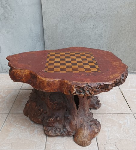 Table basse damier - , tronc