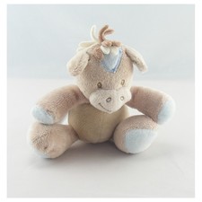 Mini doudou poney cheval beige bleu NATTOU 13 cm - 12011