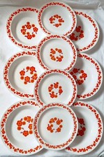 10 Assiettes Arcopal Lotus Fleurs Orange Vintage