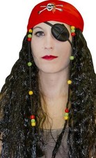 Perruque Pirate Mixte avec Foulard Tete de Mort NEUF