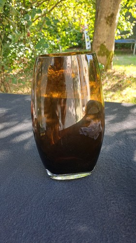Vase verre fumé - verre, soufflé