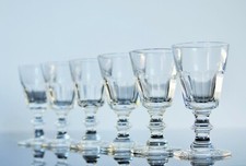 ANCIENNES 8 VERRES DIGESTIF CRISTAL TAILLE COTES PLATES CATON ST LOUIS ART DECO