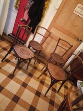  4 Chaises Bistrot 1930 A Restaurer  2 Fischel 1 Brassard Bacquier  Frimbaud  