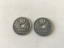 1. France  2 Pièces 10 Centimes État Français Petit Module.Zinc .1943/1944