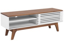 Meuble TV Bois Foncé et Blanc