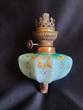 Toupie/réservoir de lampe à pétrôle/piano en verre octogonal bleu émaillé/doré