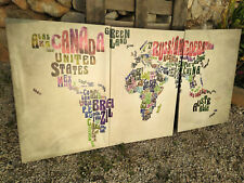 LUKASZ SIWEK /TABLEAU TRIPTYQUE EN TOILE IMPRIMEE / CARTE DU MONDE / 180 X 120cm