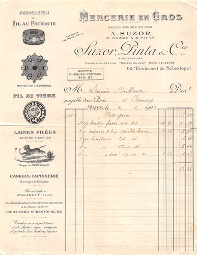 1923 mercerie gros - 1923, suzor
