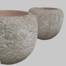 paire de pots formant jardinière en terre cuite couleur ciment . XX siècle .