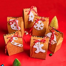  6pcs paquet de biscuits de bonbons en papier brun boîtes de papier de Noël