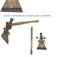 Rare outil ancien marteau hache bronze coupe écrou bétel MARQUÉ SIGNEE