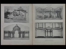HENRI SAUVAGE, ARCHITECTURE ART NOUVEAU (KIOSQUE, BOUTIQUE) -2 PLANCHES 1903
