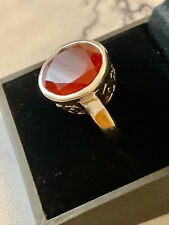 ANCIENNE BAGUE UNIQUE ARGENT MASSIF OUVRAGÉE - ART DECO-  PIERRE CORNALINE  -T52