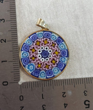 Pendentif, en verre Murano Millefiori, Antica Murrina Veneziana, AMV, en argent