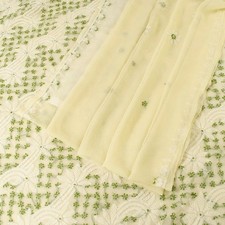 Sanskriti Vintage Ivory Sari brodé à la main Chikankari Lucknow Heritage Sari