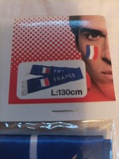 Echarpe Supporter 130cm en Tissu Satiné France Tricolore Bleu Blanc Rouge 