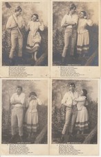 Lot de 4 cartes postales anciennes FANTAISIE amoureux mon gros nicolas