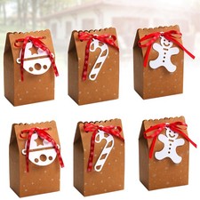  6pcs paquet de biscuits de bonbons en papier brun boîtes de papier de Noël