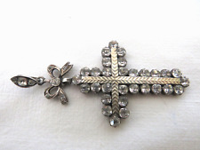 ANCIENNE CROIX NORMANDE CROIX D' YVETOT  XIX ARGENT/VERMEIL/PIERRE DU RHIN