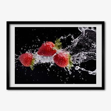 Tulup Photo 100x70cm Décor MDF Le salon Cadre Fraises et eau