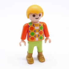 Playmobil Enfant Garçon Orange Vert Bottes Dorées 4235 (Traces Cheveux, Visage)