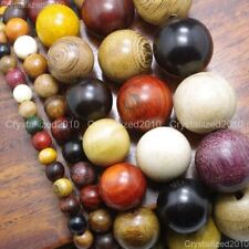 Perles rondes en bois mélangé naturel coloré, 6mm, 8mm, 18mm, 20mm,...