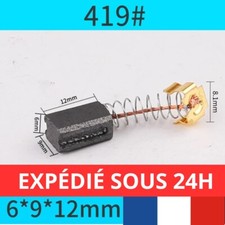 2 Charbons de moteur 6x9x12 mm