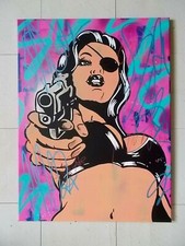 Mr Sonic " Bang Bang " Grande Peinture Originale sur Toile, Street Art Graffiti