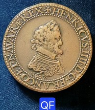 Henri IV- Cuivre 67mm 283g- Superbe Refrappe Piefort de 1607 MDP 1988 N° 318/500