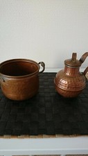 déco vintage lot de deux pots en cuivre dont un avec couvercle