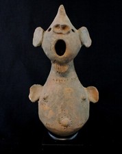 Art Africain Ancienne Terre Cuite Terracotta Sham sur Socle - Nigéria - 26 Cms