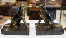 Paire de serre-livres chiens