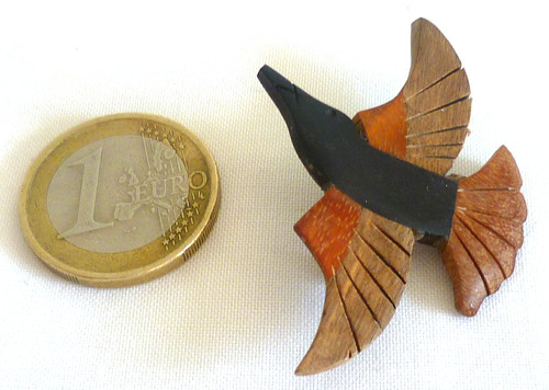 Ancienne broche oiseau - oiseau, bois
