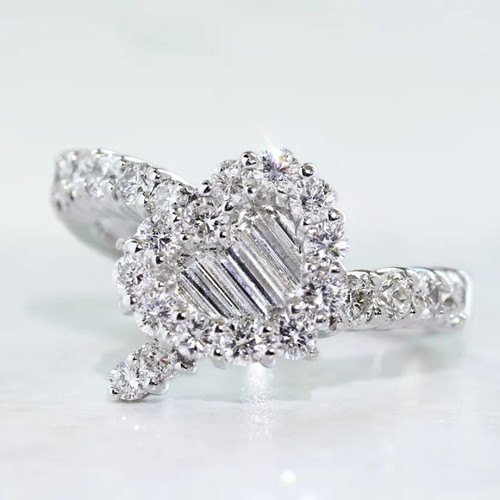 Bague coeur k18wg diamant - coeur,