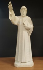 Statue Saint Charbel Makhluf Métal Cadeau CM 40 IN Résine Blanc Fabriqué À Italy