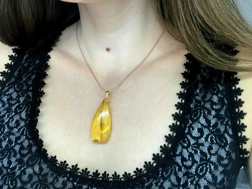 Pendentif ambre insectes - pendentif, 3