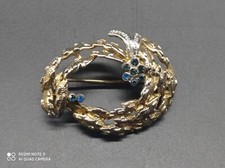 Ancienne Broche en Argent massif vermeil et pierres , poinçonnée .