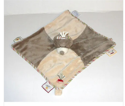 Doudou plat taupe - plat, ours