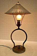 Vintage Art Déco Table Lampe Avec Métal Ombre Électrique Éclairage Bureau Marche