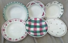 6 Assiettes Creuses Dépareillées Digoin Sarreguemines Badonviller Vert Et Rouge